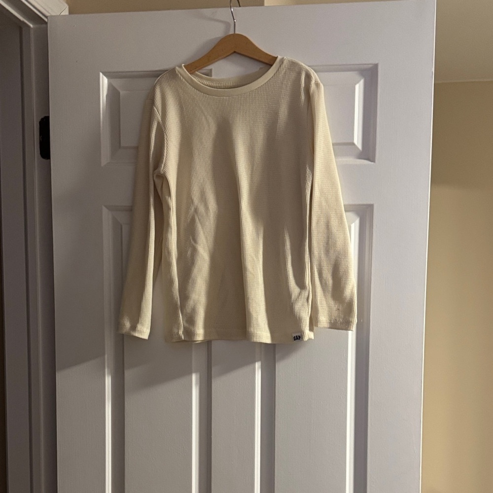 GAP Cream Waffle Long Sleeve Shirt